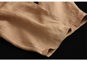 Quần baggy linen lưng thun dây rút ống rộng hai túi chéo - NU6865
