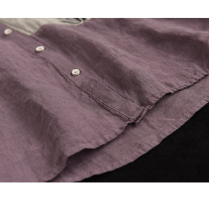 Áo sơ mi linen dài tay cổ đức thêu hoa lan  - NU6724