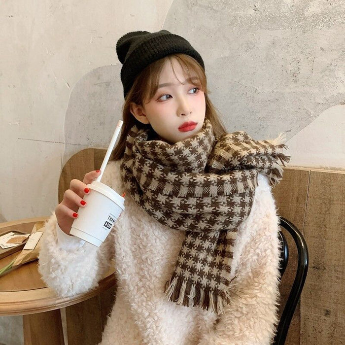 Khăn quàng len cashmere kẻ sọc ngôi sao - NU7799