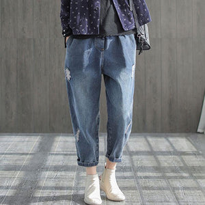 Quần baggy denim lưng thun dây rút túi sau có nắp - NU6841