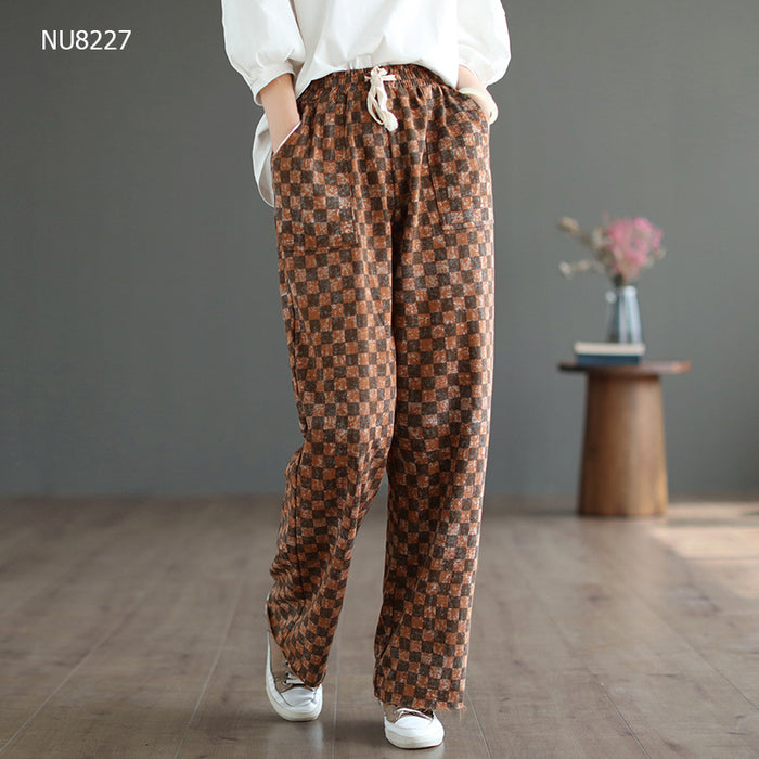 Quần baggy lưng thun dây rút kẻ caro - NU8227