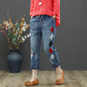 Quần baggy denim thêu hình quả trám - NU2450 - kamaka.vn - thời trang nhật
