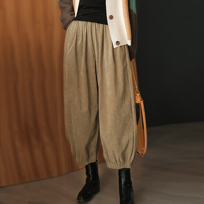 Quần baggy nhung lưng thun hai túi chéo ống túm - NU7719