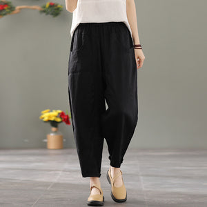 Quần baggy linen lưng thun hai túi tròn - NU7436