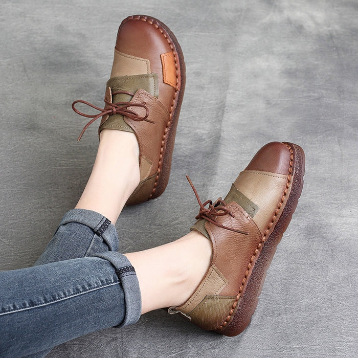 Giày retro mảng màu thắt dây - NU4246
