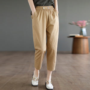 Quần baggy lưng thun ống đứng một khuy cài kiểu - NU7455