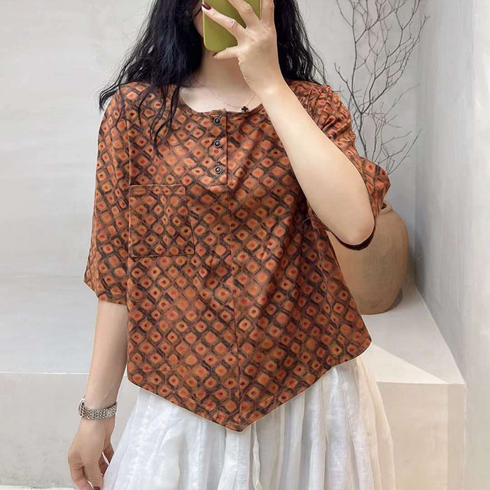 Áo T-shirt ngắn tay cổ tròn một túi vạt nhọn - NU7508