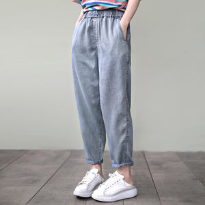 Quần baggy denim lưng thun hai khuy cài - NU3856 - kamaka.vn - thời trang nhật