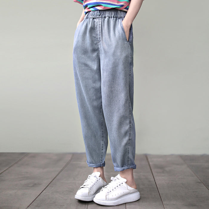 Quần baggy denim lưng thun hai khuy cài - NU3856