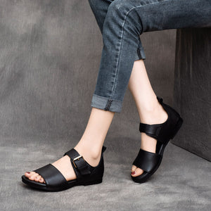 Dép da retro quai cài đế bệt - OD0717