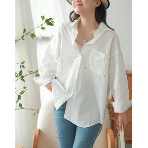 Áo sơ mi dài tay cổ đức vạt mullet form dài túi kiểu - NU7608