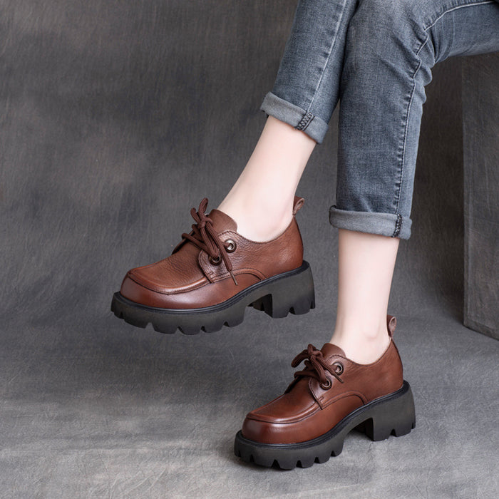 Giày da oxford retro đế cao cột dây - OD0845