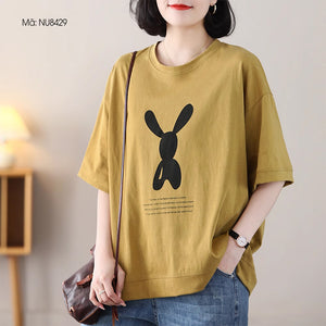 Áo T-shirt ngắn tay cổ tròn in hình chú thỏ - NU8429