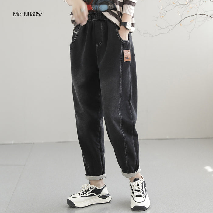 Quần baggy denim lưng thun kiểu bạc gối - NU8057