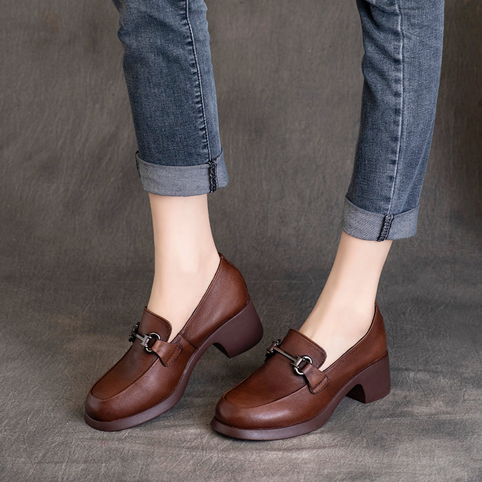 Giày da retro đế cao khóa thép mũi tròn - OD0976