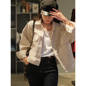 Áo khoác jacket denim dài tay cổ đức hai túi vuông - NU7746