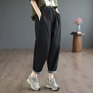 Quần baggy denim lưng thun hai túi chéo  - NU7704