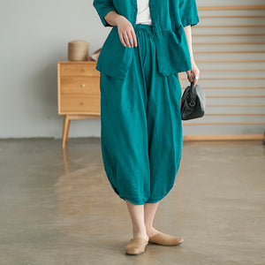 Quần baggy linen lưng thun túi tròn - NU5589