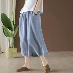 Quần baggy denim ống rộng dây rút - NU5442