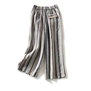 Quần baggy linen kẻ sọc ống rộng - NU5382