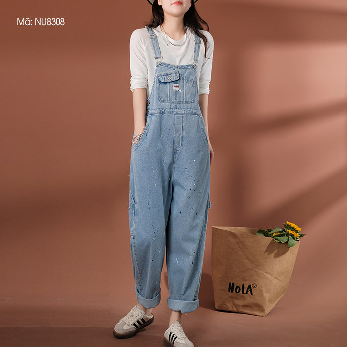 Quần baggy yếm denim kiểu vẩy sơn - NU8308