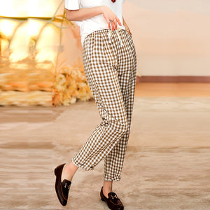 Quần baggy lưng thun dây rút ống côn caro - NU7237