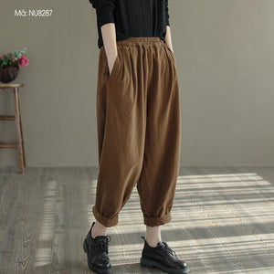Quần baggy lưng thun một màu hai túi chéo - NU8287