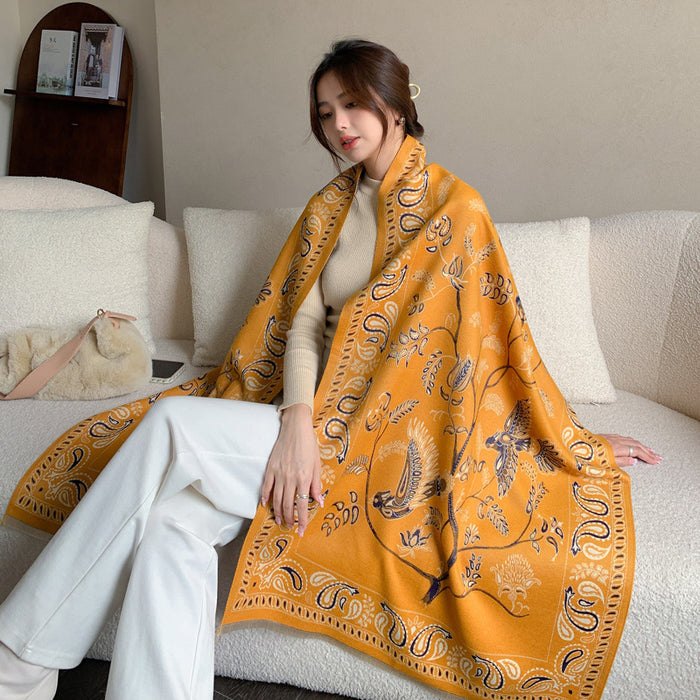 Khăn quàng cashmere hoa văn thiên nhiên - NU7800
