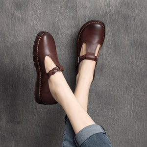 Giày da retro quai đan thủ công khóa cài - OD0705