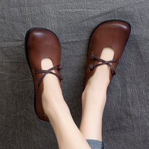 Giày da retro dây chéo đế đơn - NU4275