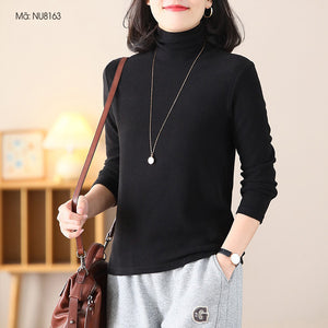 Áo T-shirt dài tay cổ lọ một màu - NU8163