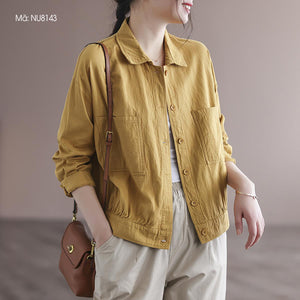 Áo khoác retro dài tay cổ đức hai túi vuông - NU8143