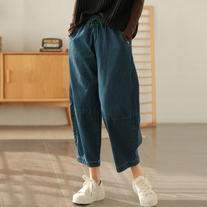 Quần baggy denim lưng thun dây rút gấu túm - NU6690