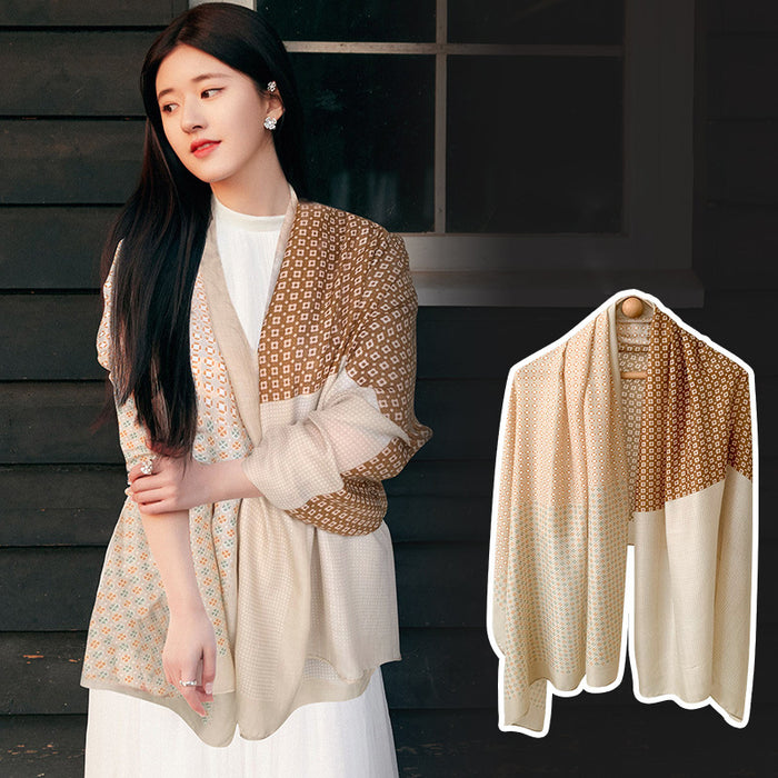 Khăn lụa họa tiết hoa vuông - NU7798