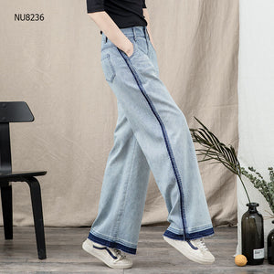 Quần baggy denim viền thô ống rộng - NU8236