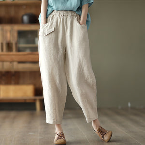 Quần baggy linen lưng thun ba túi kiểu - NU7250