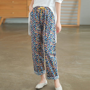 Quần baggy lưng thun dây rút ống đứng in những khuôn mặt - NU7338