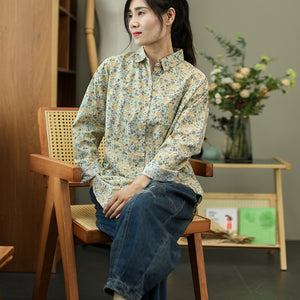 Áo sơ mi dài tay cổ đức in hoa liti - NU7613