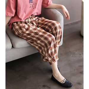 Quần baggy lưng thun kẻ sọc caro - NU6852