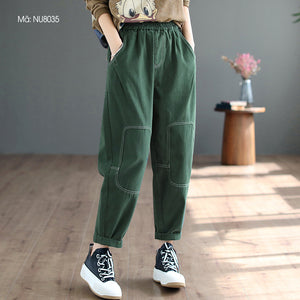 Quần baggy retro lưng thun trần gối - NU8035