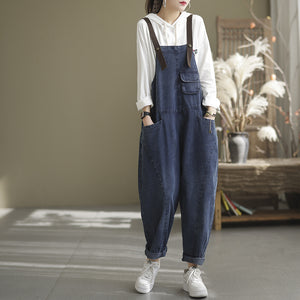Quần baggy yếm denim một túi nhỏ - NU6934