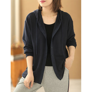 Áo khoác cardigan đệt kim có mũ khuy cài - NU7707