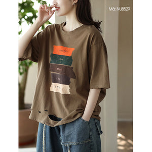 Áo T-shirt ngắn tay cổ tròn in note màu - NU8529