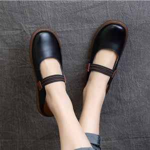 Giày Velcro da mềm retro đế bệt có quai - NU4306