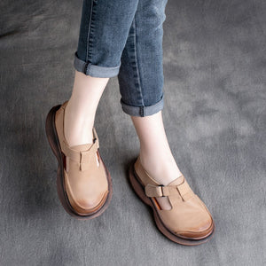 Giày da retro Sneaker để bằng quai dán - OD0655