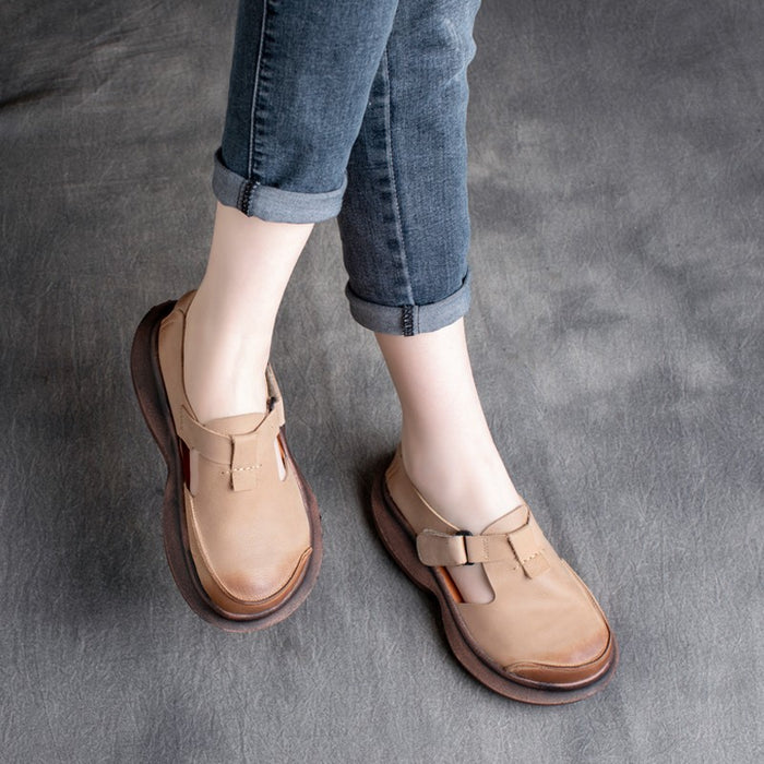 Giày da retro Sneaker để bằng quai dán - OD0655