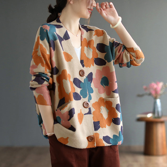 Áo khoác len cashmere dài tay cổ V ba khuy - NU7773