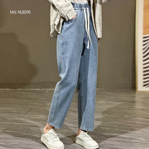 Quần baggy denim lưng thun dây rút ống đứng - NU8395