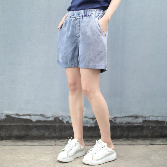 Quần sooc denim gấu gấp hai khuy cài - NU4053