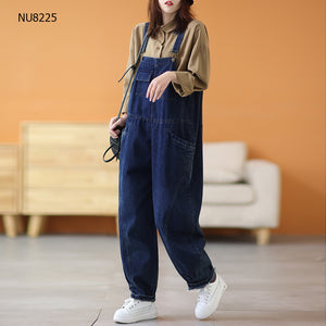 Quần baggy yếm denim gấu bo túi chéo - NU8225